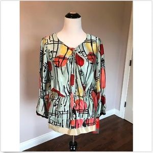 NWOT M Missoni Silk Multi Color Print Blouse SZ 12